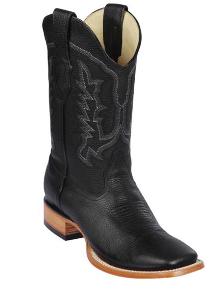 Los Altos Boots Men's Grisly Wide Square Toe Boots Black
