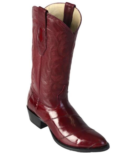 Los Altos Boots Men's Eel Burgundy R-Toe Cowboy Boots