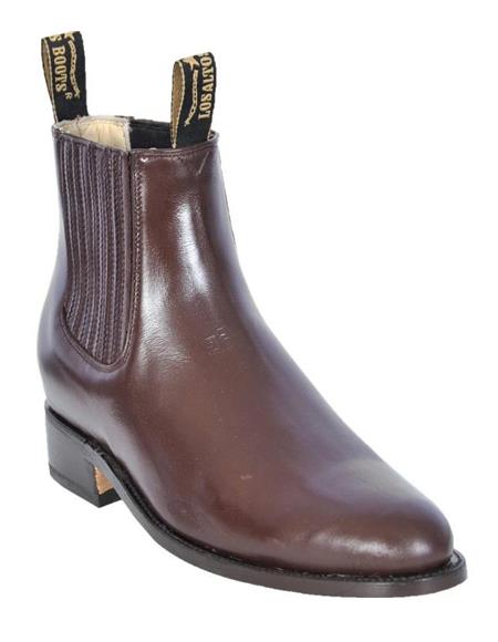 Light Brown Los Altos Boots Men's Charro Botin Short Ankle Deer Leather Boots