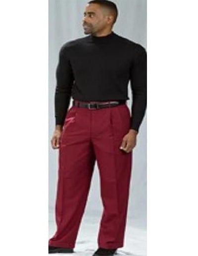 Poplin Fabric Pacelli Big and Tall Wide Leg Pants Burgundy 810006