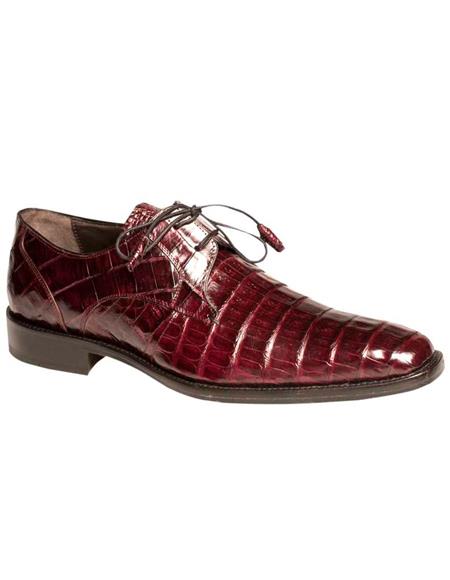 Mezlan Brand Mezlan Alligator Shoes - Mezlan Crocodile Shoes Men's Dress Shoes Sale Mezlan Men's Burgundy Genuine Crocodile Lace-Up