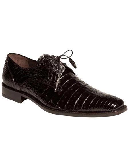 Mezlan Brand Mezlan Alligator Shoes - Mezlan Crocodile Shoes Men's Dress Shoes Sale Mezlan Men's Black Genuine Crocodile Lace-Up