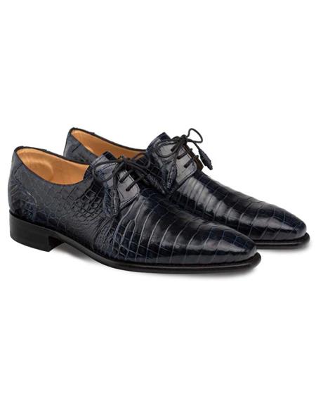 Mezlan Brand Mezlan Alligator Shoes - Mezlan Crocodile Shoes Men's Dress Shoes Sale Mezlan Men's Moscow Blue Genuine Full Alligator Men's Plain Toe Oxford