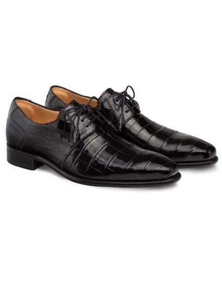 Mezlan Brand Mezlan Alligator Shoes - Mezlan Crocodile Shoes Men's Dress Shoes Sale Mezlan Men's Moscow Black Genuine Full Alligator Men's Plain Toe Oxford