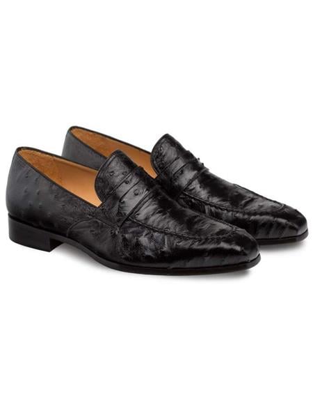 Mezlan Brand Mezlan Alligator Shoes - Mezlan Crocodile Shoes Men's Dress Shoes Sale Mezlan Men's Black Genuine Ostrich Men's Classic Slip On