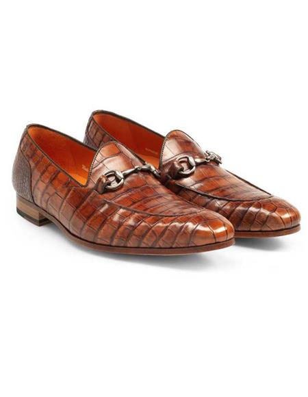 Mezlan Brand Mezlan Alligator Shoes - Mezlan Crocodile Shoes Men's Dress Shoes Sale Mezlan Men's Gold Genuine Alligator Men's Slip On