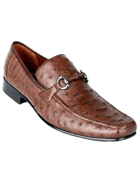 Men's Brown Genuine Ostrich Slip On By Los Altos
