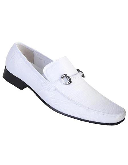 Men's White Genuine Teju Lizard Skin Slip-on By Los Altos