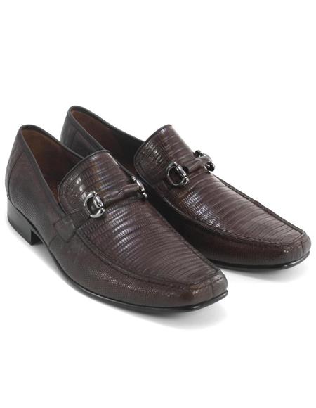 Men's Brown Genuine Teju Lizard Skin Slip-on By Los Altos