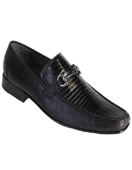 Men's Black Genuine Teju Lizard Skin Slip-on By Los Altos Boots