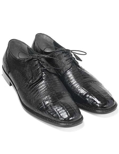 Men's Los Altos Boots Black Genuine Lizard and Caiman Oxford