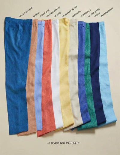Linen Fabric Flat Front Pants Pastel Colorful Colors Tangy Orange