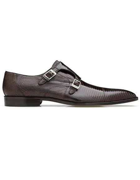 Men's Belvedere Brown Shoes-Men's Buckle Dress Shoes