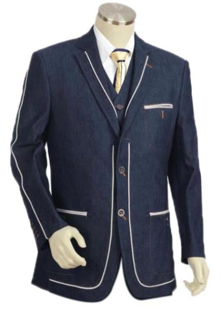Men's Cotton Fabric Denim blazer main image 0