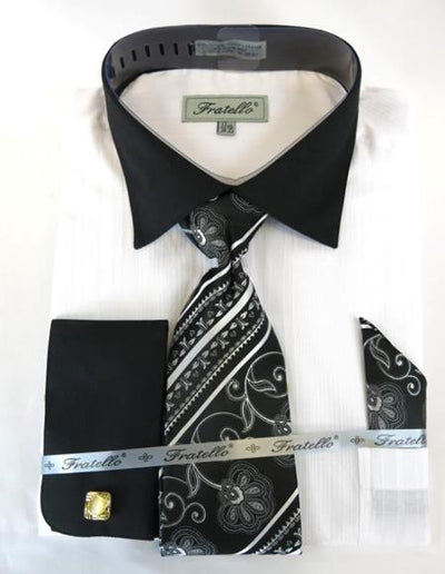 White Colorful Men's Dress Shirt