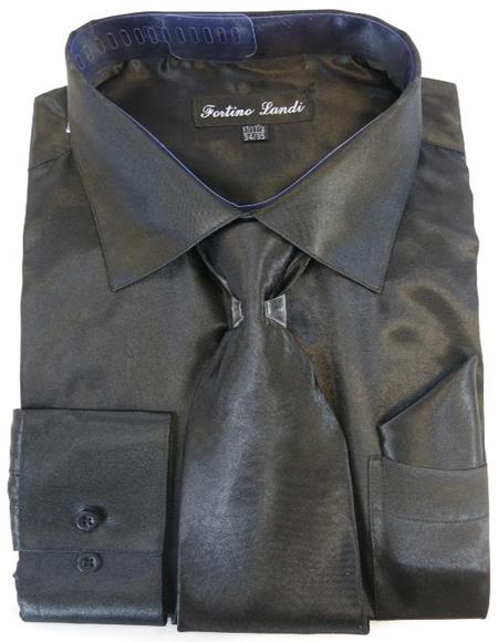 Black Colorful Men's Dress Shirt