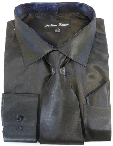 Black Colorful Men's Dress Shirt
