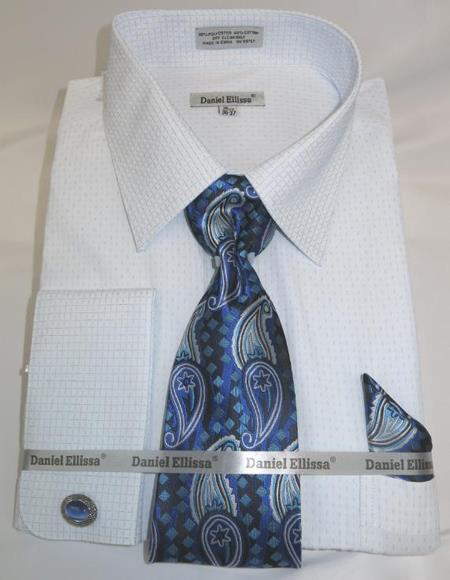 Mens Fashion Dress Shirts and Ties Blue Colorful Men's Dress Shirt
