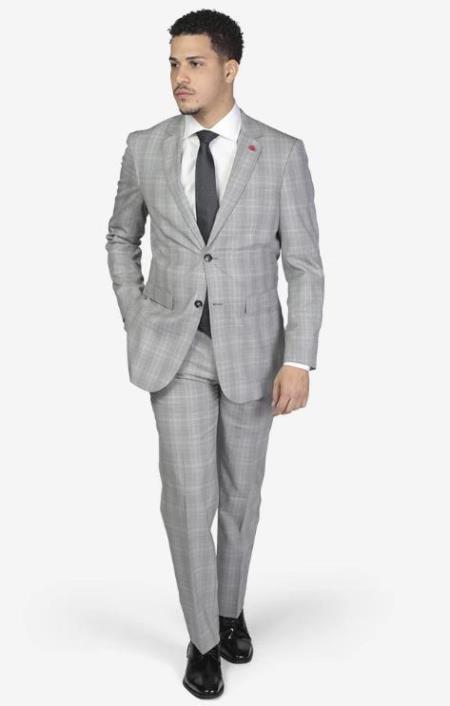 Men's Slim Fit Suit - Fitted Suit - Skinny Suit Men's Bright Blue  Suit