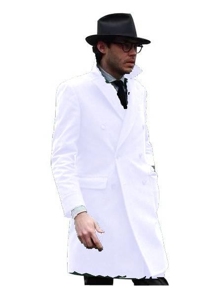 Double Breasted - Three Quarter Coat - Cashmere and Topcoat + Style# Manhattan White