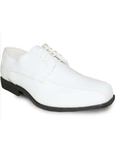 Men's Wide Width Dress Shoe White Patent
