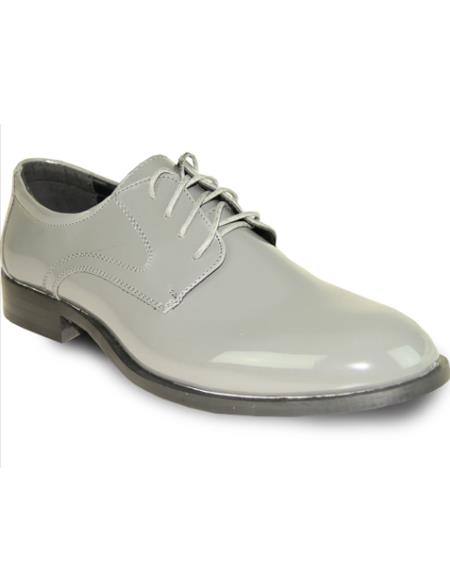 Men's Wide Width Dress Shoe Grey Patent