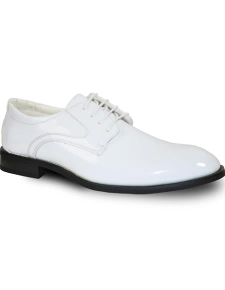 Men's Wide Width Dress Shoe White Patent