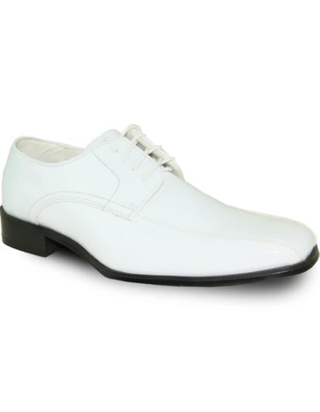Men's Wide Width Dress Shoe White Patent