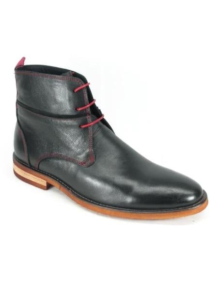 Men's KB735-11N Carrucci Red Stitches Leather Boots