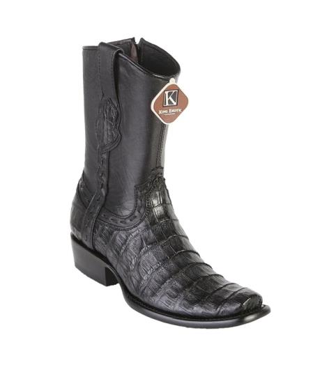 Mens Genuine Fuscus Caiman Handmade Shoes Black