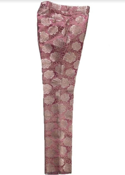Fancy Pasiely Patterned Flat Front Pants Two Toned Floral Dress Slack