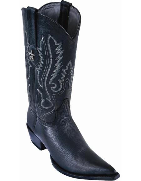 Mens Los Altos Genuine Deer Leather Boots Black Deerskin Boots - Deer Boots - Deer Skin Boots