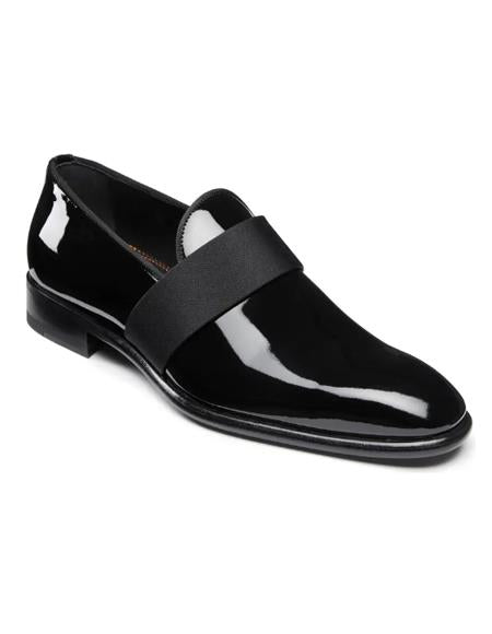 Santoni Tuxedo Shoes Mens Arch Support Leather Upper Shoes Black