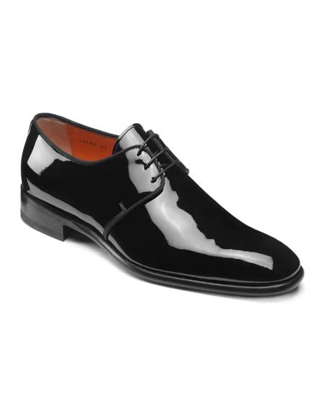 Santoni Tuxedo Shoes Mens Lace-up Style Leather Upper Shoes Black