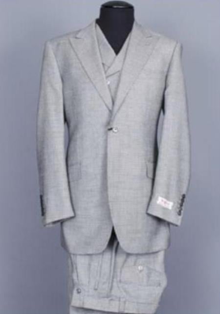 Mens Urban Grey Suit - Double Breasted Vest Pleated Pants