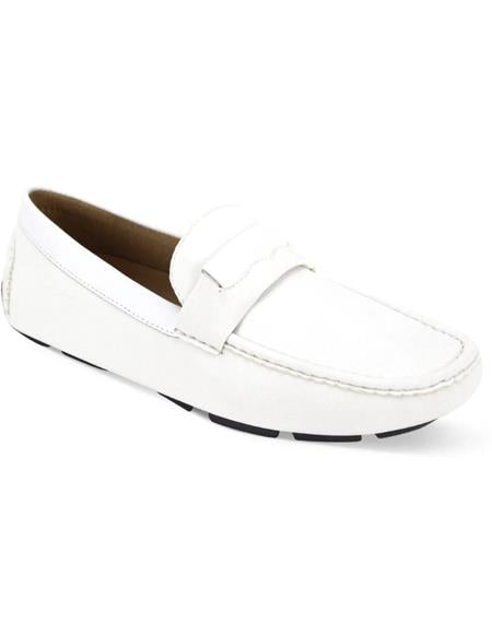 Velvet Loafer - White Slip On Casual Shoe