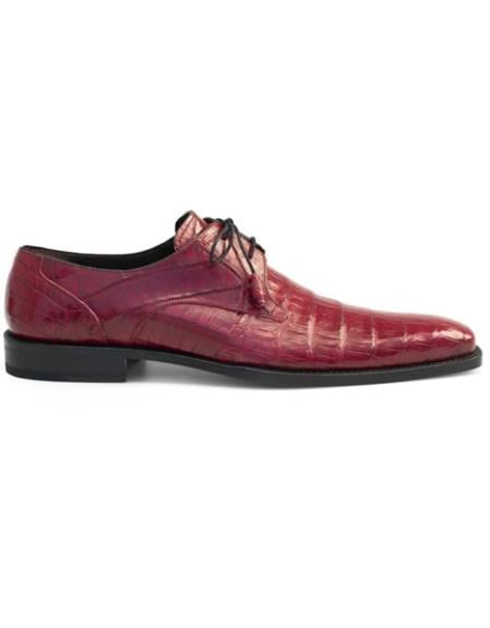 Mezlan Anderson Mens Shoes Red Exotic Caiman Crocodile Oxfords
