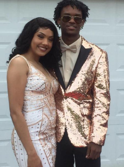 Mens Sequin Suit With Black Pants and Matching Bowtie