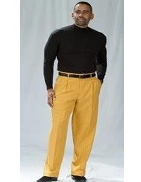 Mens Gold Dress Pants - Pleated Pants