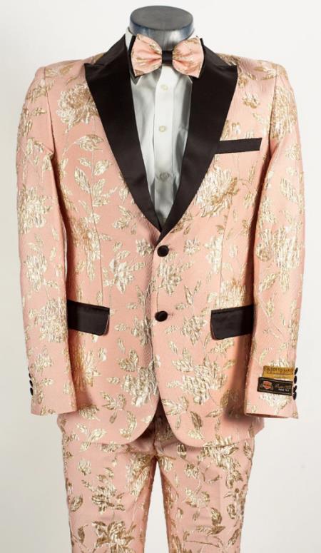 Trendy Mens Suits - Unique Fashion Suit - Groom Suit Tuxedo With Matching Bowtie