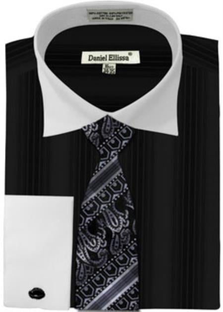 Mens Black and White Dress Shirt