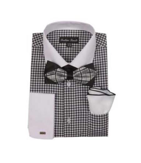 Mens Black and White Dress Shirt