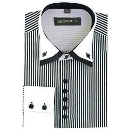 Mens Black and White Dress Shirt