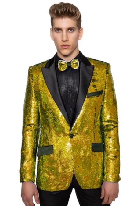 Mens Sequin Tuxedo - Sequin Suit + Black Pants + Matching Bowtie (Jacket and Pants)