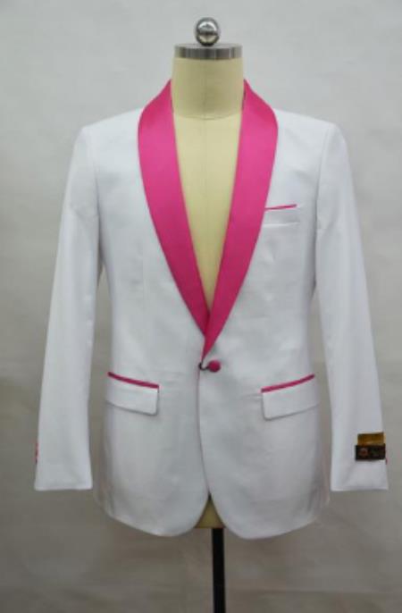 White And Pink Dinner Jacket - Pink Mens Blazer main image 0