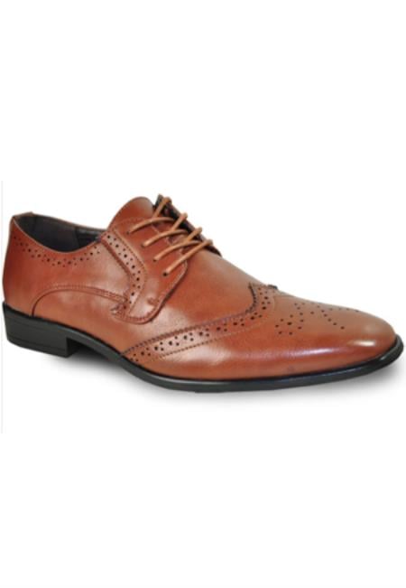 Mens Groomsmen Shoe - Cognac Dress Shoe - Groom Shoe