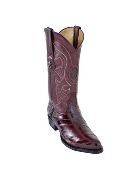 Mens Eel Cowboy Boot - "Burgundy" Boot
