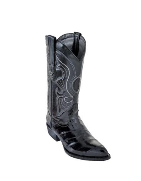 Mens Eel Cowboy Boot - "Black" Boot