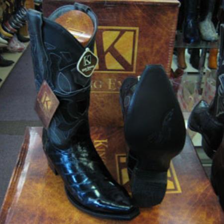 Mens Eel Cowboy Boot - "Black" Boot