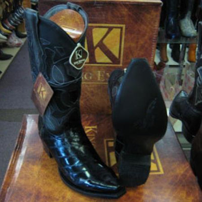 Mens Eel Cowboy Boot - "Black" Boot